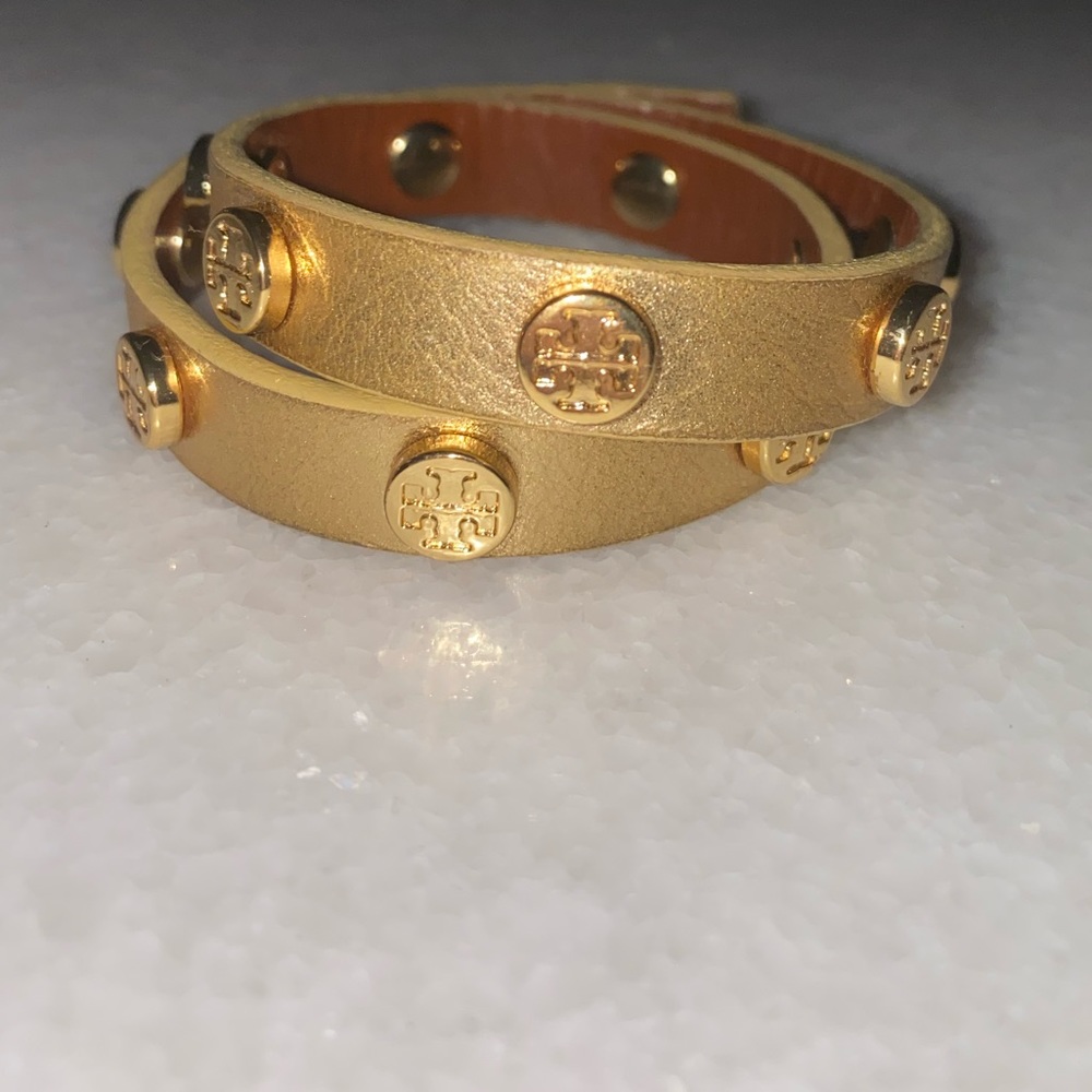 Tory Burch gold logo wrap bracelet